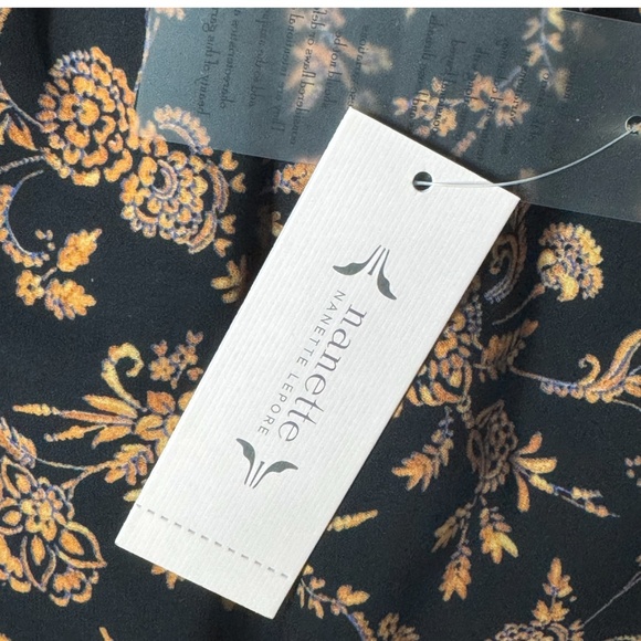 NWT Nanette Lepore Midi Dress Black Orange On/ Off Shoulder Shirred Bodice Sz 16 - Picture 8 of 15